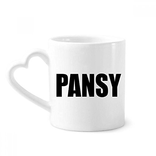 Pansy Color Black Name Coffee Mugs Pottery Ceramic Cup with Heart Handle 12oz Gift