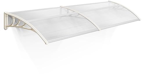 MCombo 78.2 x 37.8 Window Awning Outdoor Polycarbonate Front Door Patio Cover Garden Canopy, 6055-4080(Clear Board with White Bracket)