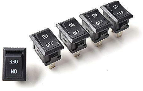 AC DC Bascule Interrupteur 2 Broches SPST, Mini ON/OFF Commutateur Bouton pour AC 125V-250V DC 12V 24V 36V 48V 60V Moto Bateaux Interrupteur Cafetière TV Brut Câble électroménager Appareil - 5 Pièces