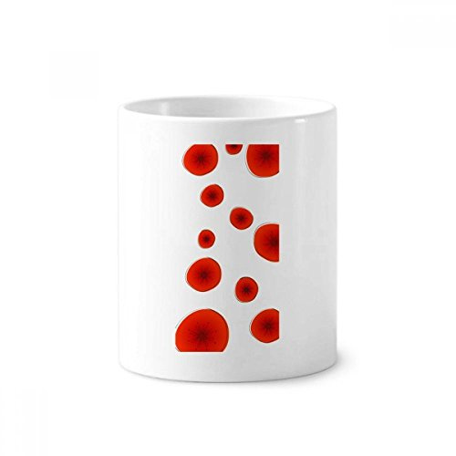 Abstract Red Circle Flowers Art Painting Toothbrush Pen Holder Mug Ceramic Stand Pencil Cup