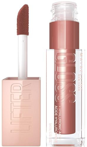 Maybelline New York Lifter Gloss, Plumping & Hydrating Lip Gloss con ácido hialurónico, 5,4 ml, tono: 008, piedra