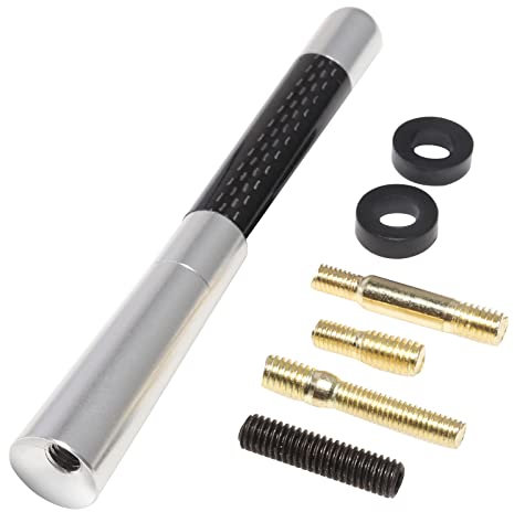 RED WOLF Auto Antenne Kurz Sport Kfz FM AM Radio Empfang Dachtantenne Stabantenne 4,7 Inch 12cm Universal für VW Audi Toyota Nissan Honda Ford Ersatz Antenne (Silver)