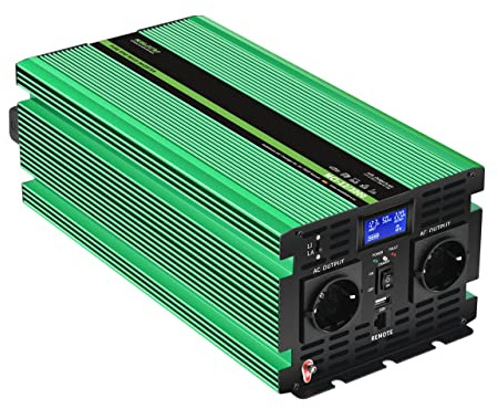MOBILEKTRO® 3000 W Pure Sine Wave Voltage Converter 12 V to 230 V MCI-12/3000 with Integrated 20 A Charger with NVS and UPS Function Inverter Converter with Remote Control and LCD Display