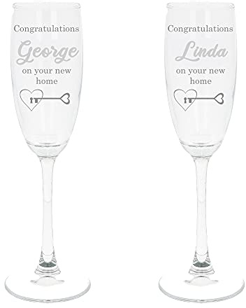Always Looking Good Personalised Engraved New Home Champagne Glass Set of Two Glasses New House Gift Housewarming Present Double Glass Set (2 x Empty Glass Set)