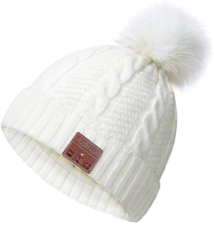 Bonnet Bluetooth Femme avec Ecouteur Stéréo sans Fil, Bonnet Femme Bluetooth Femme Idée Cadeau, Bonnet Musique Bluetooth 5.0, Cadeau de Noël Tech, d'hiver Chaleureux Bonnet, Taille Unique