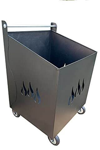 Carrello portalegna ferro battuto con fiamma 42x38x62h cm (NERO ANTRACITE)