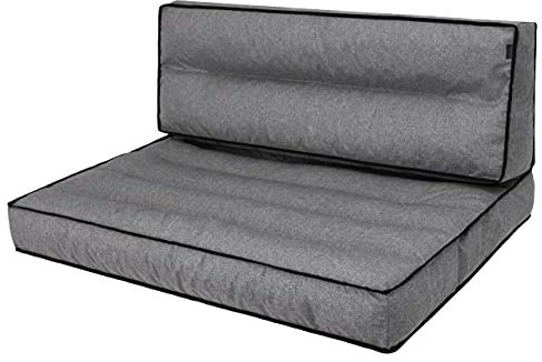 PillowPrim Palettenkissen Balkonmöbel – Sofa Kissen Outdoor – Für Gartenliebhaber – Komfort & Stil – 2-teiliges Set, Rückenkissen dabei – Graphit