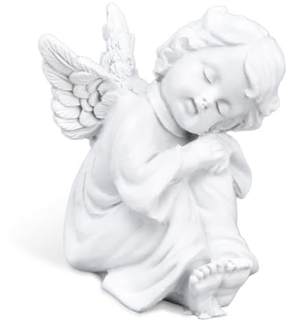 Cyrank Cherubs Angels Figur, Deko Engel Figur, Kleine Schlafende Engelsstatuen Entzückende Engelsskulptur, Grabengel Sitzend Schlafend Für Indoor Outdoor Home Garden Dekoration 5.5cmx 6cm