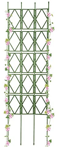 Gartenspalier-Rosenzaun, Rostfreie Pflanzenstütze Rankgitter, Faltbar, Vertikale Klettergerüst Für Blumen, Clematis, Gemüse, Gurken, Topfpflanzen, Schwarz