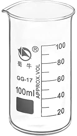 PATIKIL 100ml Tall Form Glass Beaker, 3.3 Borosilicate Glass Graduated Printed Scale Measuring Cups with Spout for Kitchen Lab Liquids Transit Boiling