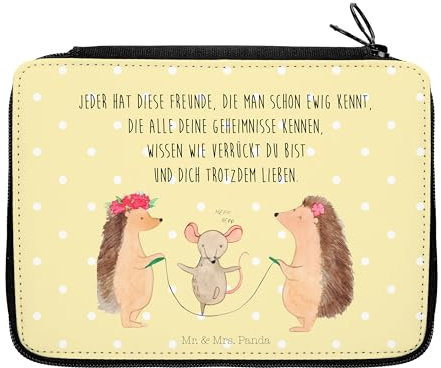 Mr. & Mrs. Panda Federmappe Igel Seilhüpfen - Geschenk, Federmäppchen Bedruckt, Tiermotive, Gute Laune, Stifte Etui, Schülerin, Maus, Stifterolle,