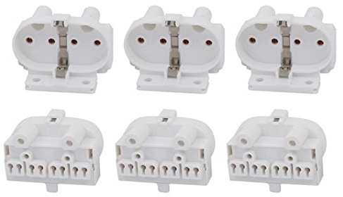YOKIVE 6 Pcs H Lamp Fluorescent Light Holder, 2G11 Base Single Head Socket Light Replacement Parts, Great for Home, Office (White, 2A, AC 500V)