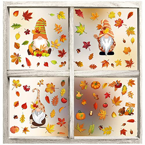 Aufkleber Ahornblatt, Aufkleber für Herbstfenster, Thanksgiving Dekoration, Glas, selbstklebend, Blatt, Dekoration für Herbstparty (B)