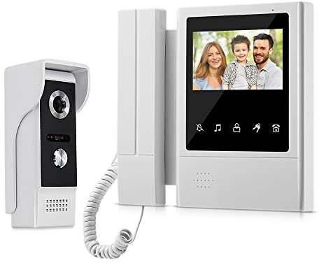 QttyElok 4.3 '' TFT Color Wired Videocitofono Citofono Campanello per Casa 700TVL IR Night Vision per Esterno Impermeabile + Schermo Monitor Indoor 100 Metri