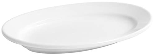 Tradineur - Fuente ovalada Elba de vidrio opal, bandeja para servir, extra resistente, vajilla de cocina, apta para lavavajillas y microondas (Blanco, 30 x 22,6 cm)
