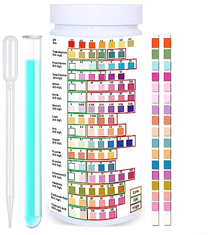 Kit de prueba de agua potable 16 en 1, kit de prueba de agua para el hogar, juego de prueba de calidad del agua para agua potable, piscinas (100 piezas)