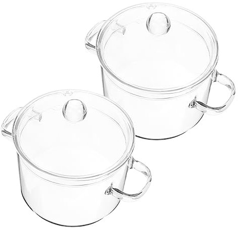Yardwe 2pezzi Pentola in Borosilicato per Cucina Domestica Pentola per Zuppa Trasparente con Due Manici e Coperchio Resistente e Facile da Pulire Adatta per Noodles e Stufati