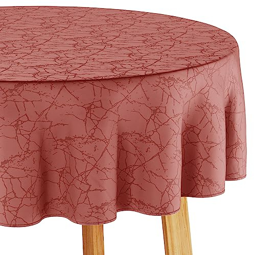 Filumi Tischdecke 150x150 cm rund Altrosa Abwaschbar Für Indoor Outdoor Marmormuster Manil