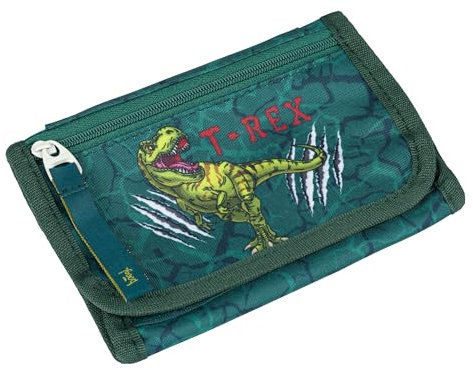 Baagl Brustbeutel Kinder - Geldbörse für Jungen - Geldbeutel, Mini Portemonnaie, Kleingeld Münzbörse (T-REX)