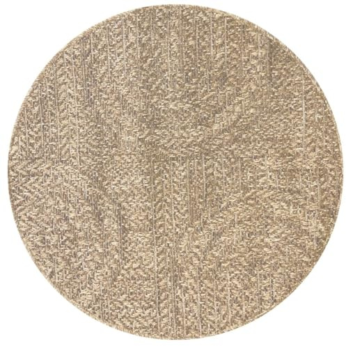 the carpet Kansas Outdoor Teppich – Wetterfester Indoor & Outdoor Teppich im Jute-Look für Balkon, Terrasse, Garten, Wohnzimmer & Esszimmer, pflegeleicht und UV-beständig, 80 cm Rund