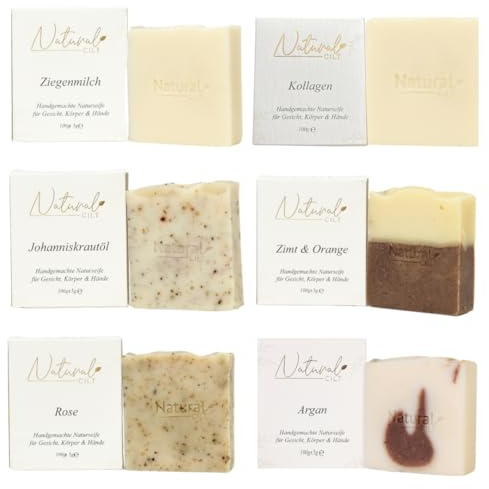 6x Natural Cilt Seife - Geschenkset - 100% Naturseife - ohne bedenkliche Inhaltsstoffe - Zertifiziert - Handgemacht - Duschseife für alle Hauttypen - Duschgel - Naturkosmetik