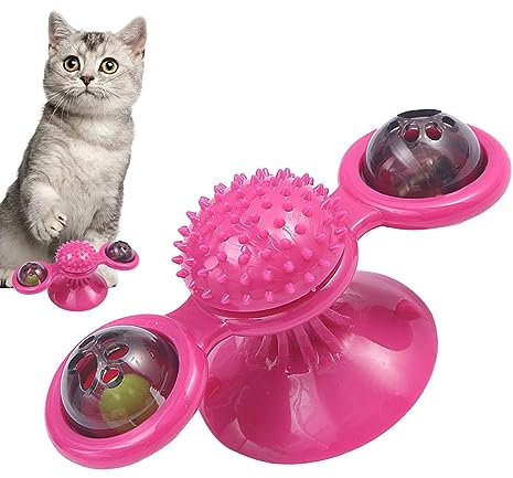 Moulin à vent pour chat, jouet rouge pour taquinerie, jouet pour chat avec dents dentelées, jouet d'exercice pour animaux de compagnie, chat, chien, animaux de compagnie jouant interactif pour