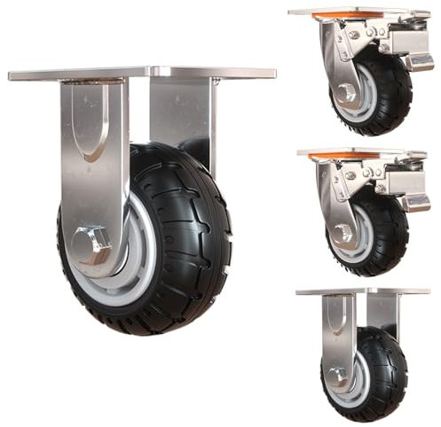 HJXGQJM 4 Stück 50mm Möbelrolle, Geräuschlos Lenkrollen 2 Mit Bremse, 360 Grad Drehung Gummirollen Für Transportrollen/Laufrollen für Geräte Und Möbel (Size : 4in(2non-steerable 2with Brakes))