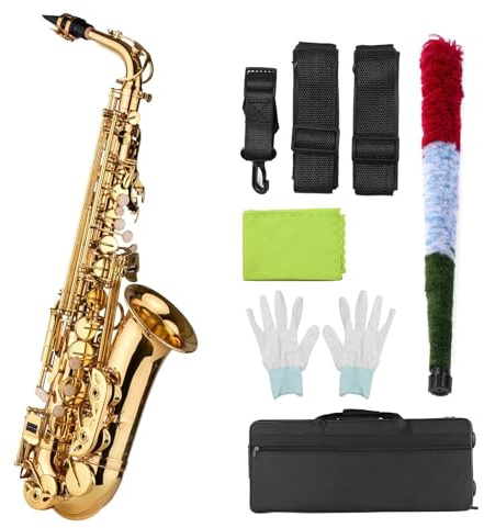 saxophon Eb Altsaxophon Messing Lackiert Gold E Flat Altsaxophon Holzblasinstrument Mit Tasche Sax Zubehör (Color : Eb Alto Sax)