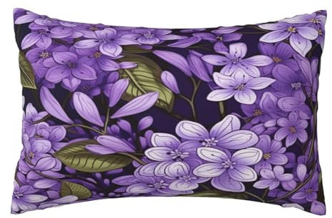 Funda de almohada de 60 x 80 cm, juego de 2 unidades, decoración de otoño, color lila, funda de almohada rectangular, funda de cojín suave, cojín decorativo para otoño, decoración de sofá, decoración