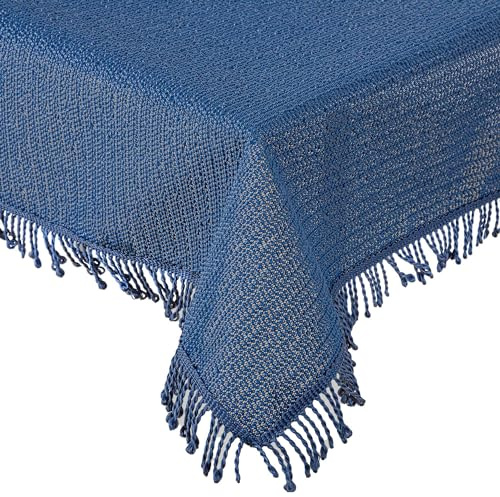 Tischdecke Gartentischdecke Weichschaum Outdoor PVC rechteckig Terrasse Balkon rutschfest wetterfest (Blau, 130 x 220 cm)