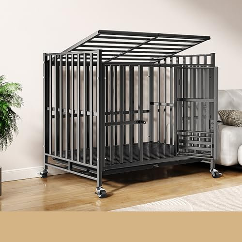 Hundekäfig für Zuhause Hundehaus mit Türriegel Hundehütte Indoor Home Kennel Haustierkäfig für mittelgroße Hunde mit abschließbarer Tür füR Kleine Mittelgrosse Hunde Bis Zu 70 Kg. ( Size : 110x70x95cm