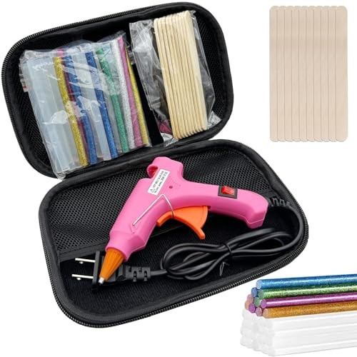 Pistolet à colle, pistolet à colle chaude avec 30 bâtons de colle et 10 bâtons en bois, mini pistolet à colle thermofusible avec étui de transport pour travaux manuels, bricolage, étanchéité