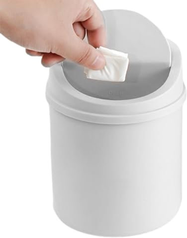 Pattumiera da ufficio con coperchio, cestino da tavolo, cestino per la spazzatura in plastica riutilizzabile, per ufficio, piccolo cestino per la casa, il bagno, la camera da letto