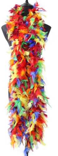 Whakano Bunte Feder-Boa 60g,Boa für Kostüm-Accessoire,Länge ca.2m,Kostüm und Bastelzubehör,Feder Schal für Hochzeit Karneval Halloween Cosplay Weihnachten,Bühnenshows,Kostüm Party,Mottoparty