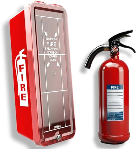 ISOP Armoire à Extincteurs en Plastique Petite 48 cm jusqu'à 2.5 kg - Boîte à Extincteur - Armoire à Extincteur Extérieur Montée - Montage d'Extincteurs - Convient pour Extincteur à poudre ABC, à eau