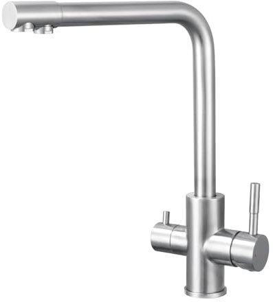 Sofetiy Rubinetto Cucina 3 Vie per Depuratore, Rubinetto Lavello Cucina Con 2 Leve, Miscelatore Cucina con Acqua Calda, Fredda e Acqua Purificata, Miscelatore 3 Vie Acciaio Inossidabile Spazzolato