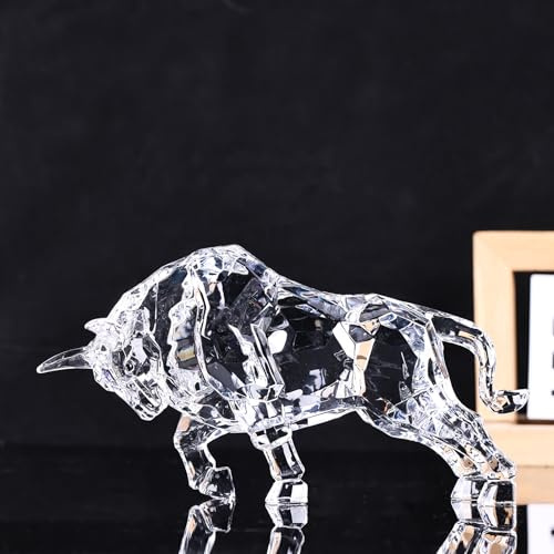 oliruim Wall Street Statue Charging Bull Statue, Feng Shui, Acryl, Stierstatue für Zuhause, Büro, Schreibtisch, Dekoration, Börsendekoration, Geschenke für Finanzberater (weiß)
