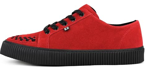 T.U.K. Ribbed Sole Sneaker - Zapatillas de Moda para Hombres y Mujeres - Estilo Skate, Punk, Rock y Gótico en Piel, Ante y Lona - Color Rojo Ante - Talla 36