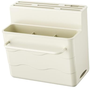 Baoblaze Bloc à couteaux de cuisine, organisateur de rangement multifonctionnel à plusieurs fentes, économiseur d'espace, porte-couteaux, égouttoir à couverts, Blanc