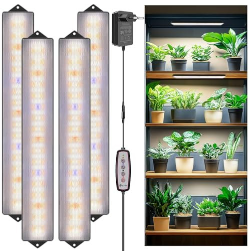 Wolezek Lampada a LED a spettro completo, 420 LED Grow Light con timer auto 4/8/12/16H, 4 pezzi 35 cm Grow Lampade con 5 luminosità, lampada per la crescita delle piante