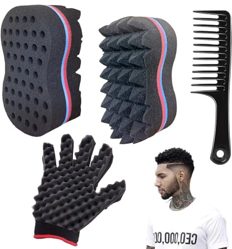 ARJDXDP Hårborstsvamp, 3 st hårsvamp, hårborste hårsvamp magisk vridning, magisk curl svamp stora hål, dreads locking twist hårverktyg för afrospole hår magisk skönhet