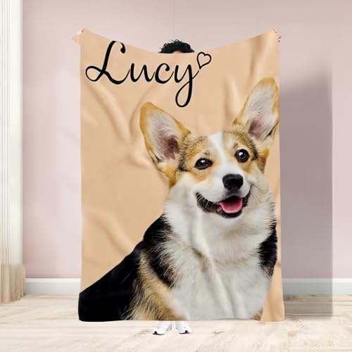Drawelry Personalisierte Haustier Decken mit Hund Katze Foto Namen Drucken Kuscheldecke Maschinenwaschbar Sofa Bett Hundedecke Katzendecken Weihnachts Geschenke für Frauen, Männer Hundeliebhaber (D6)