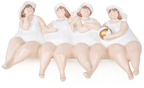 Logbuch-Verlag Kantenhocker 4 mollige Frauen Dekofigur Rubensfrauen Beste Freundinnen Geburtstag weiß 22 x 13,5 cm Wellness Junggesellinnen