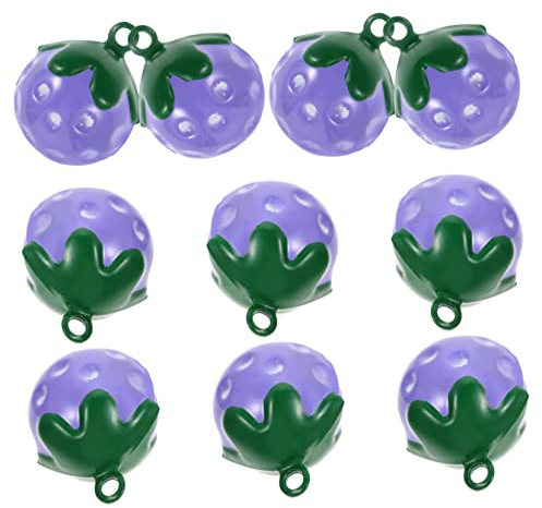 DRESSOOS 10 Pezzi Clang Rame Campanello per Cani Campane di Cammello campanellini alla Fragola Campane di Frutta Campana Fragola ciondoli Portachiavi ciondoli per Orecchini Violet