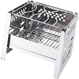 BESPORTBLE Quadratischer Holzofen Aus Edelstahl Tragbarer Mini-grill Für Camping Outdoor-kochgeschirr Rustikales Picknickzubehör Hitzebeständig Und Langlebig