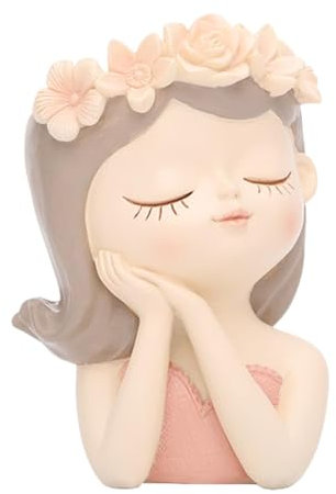 Linda Maceta para Plantas suculentas, Linda Maceta para niñas,Macetero Hecho a Mano para Flores - Tenedor Lindo Creativo de la Flor de la Resina de la Forma de la Muchacha, envase de los bonsais para