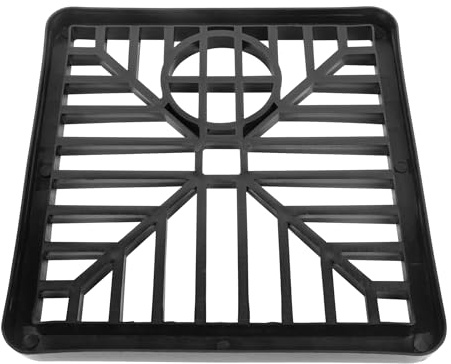 Griglia di scarico quadrata in plastica nera da 15,2 cm x 15,2 cm, canale di drenaggio per esterni, griglia in PVC resistente, tramogge di scarico, rimozione detriti, design quadrato, angoli