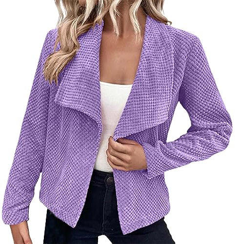 Blaser - Giacca da donna elegante Sassyclassy Cardigan Blazer Pieces Teddy, elegante abbigliamento da lavoro, blazer da donna, giacca da donna, Lilla, m
