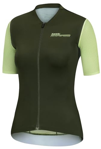 Santic cykeltröja, dam, kortärmad, ventilerande, cykeltröja, cykeltröja med bakfickor, Grön, M