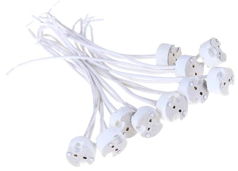 10 Stück MR16 MR11 GU5.3 G4 Lampe Halter Lampe Basis mit Draht Keramik Halogen Sockel Keramik Stecker 12V - 250V Led Licht (MR16 GU5.3)
